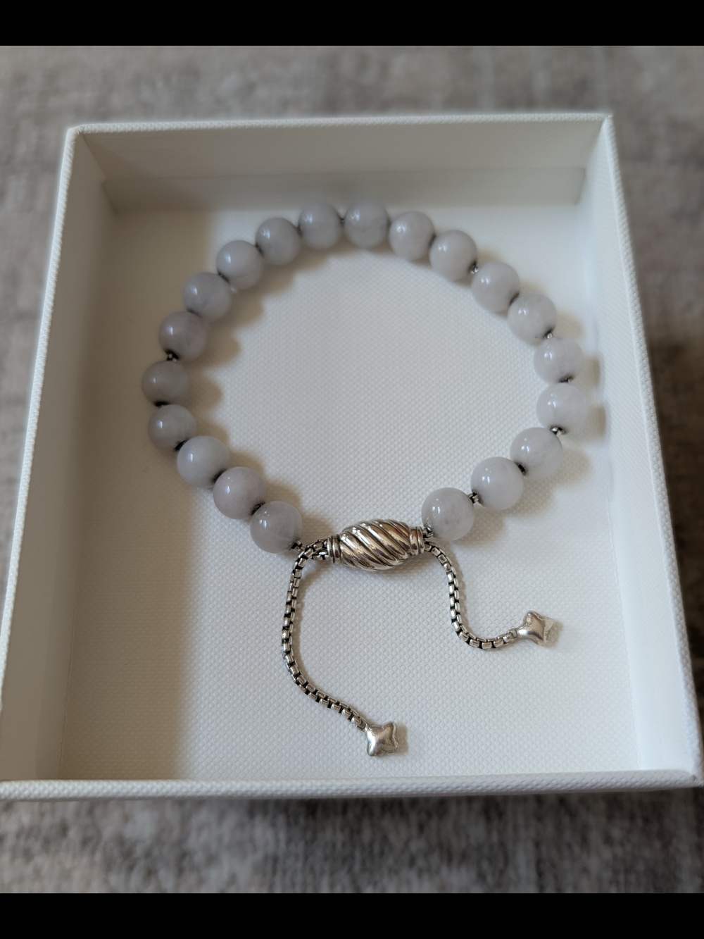 David Yurman Rose Quartz Sterling Silver Spiritual Beads Adjustable Bracelet